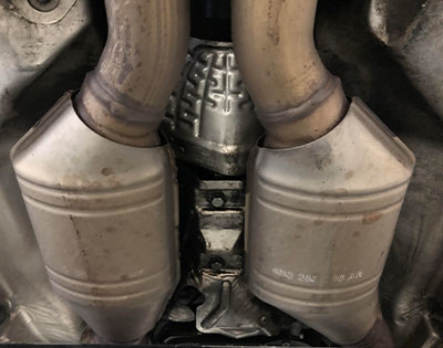 catalytic converters installed on a vehicle